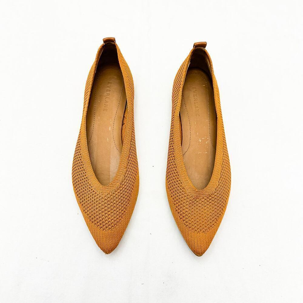 Everlane The 40 Hour Flat Ballet Tan Brown Pointy Toe Woven Shoes Size 6